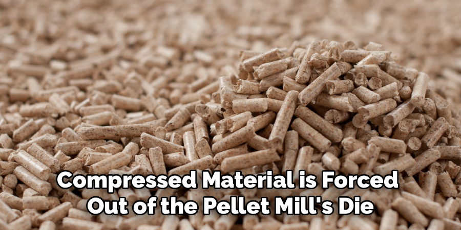 Compressed Material is Forced 
Out of the Pellet Mill's Die
