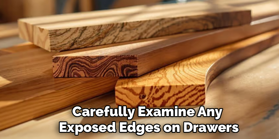 Carefully Examine Any 
Exposed Edges on Drawers